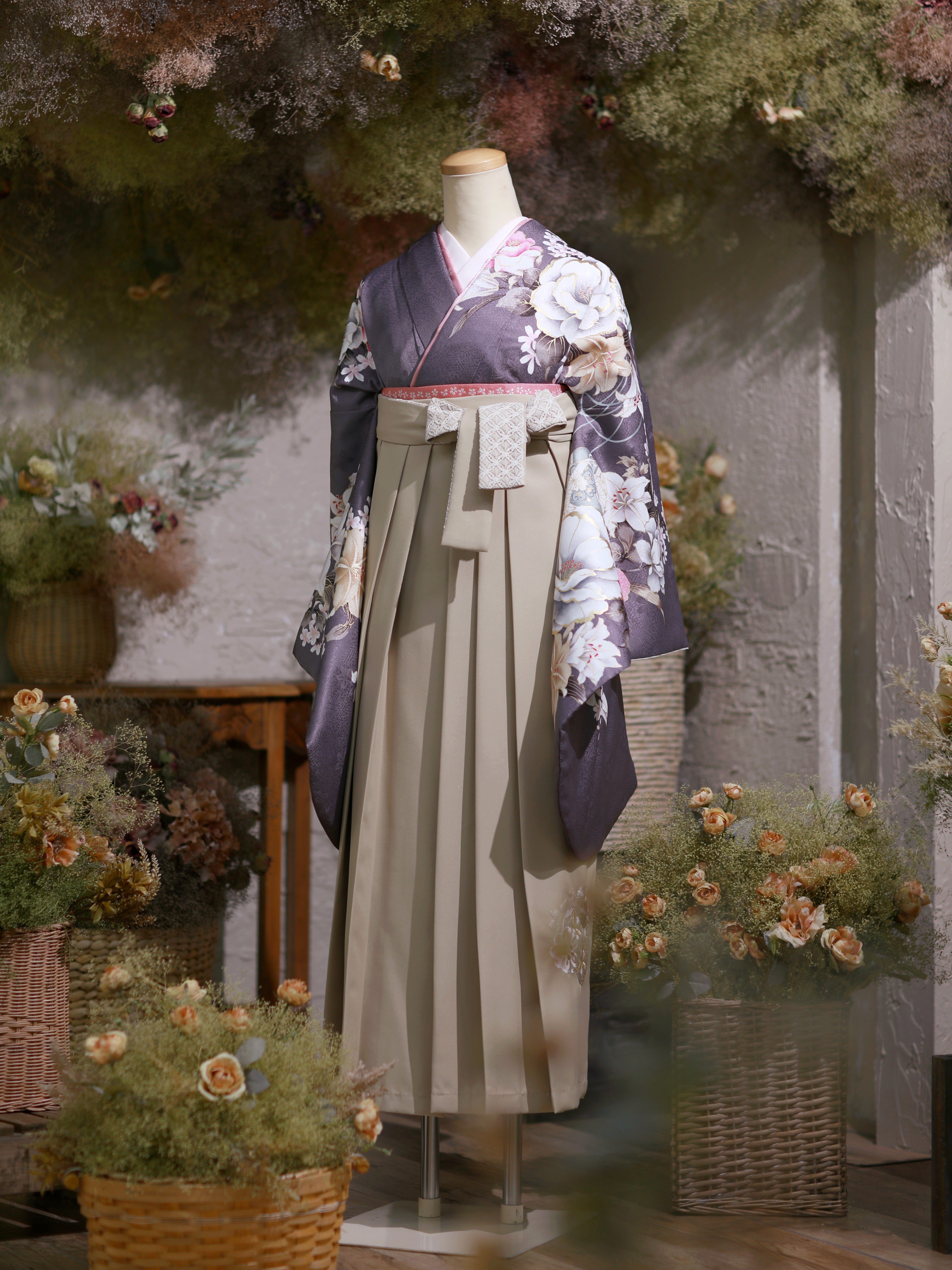 新作着物を使った卒業袴コーディネートの写真