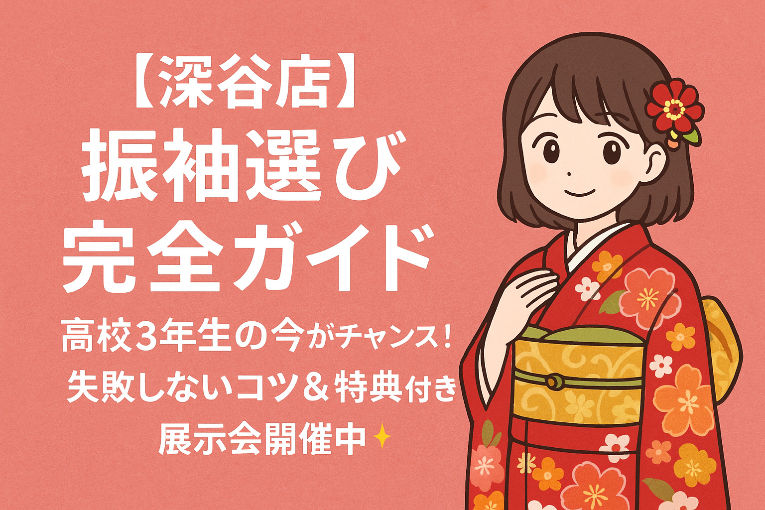 振袖選び完全ガイド 高校3年生の今がチャンス!失敗しないコツ&特典付き展示会開催中のサムネ画像
